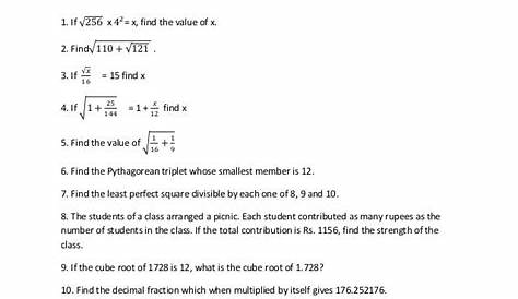 square roots and cube roots worksheet