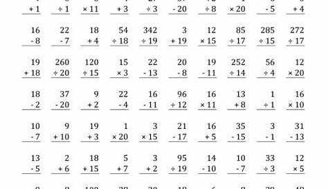 mixed operation math facts worksheet