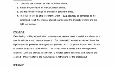 MANUAL PLATELET COUNT