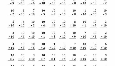 multiplication by 10 worksheets