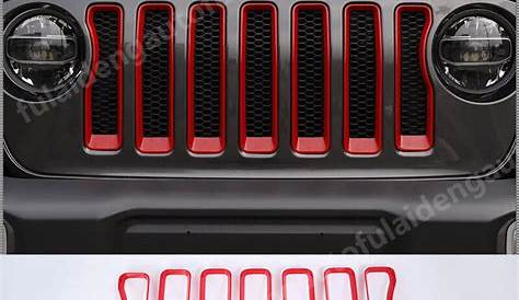 7x For Jeep Wrangler JL 2018-2021 Red Front Center Grill Mesh Grille