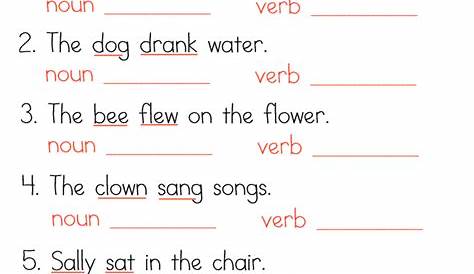 Noun Verb Adjective Worksheet | Free Worksheets Samples