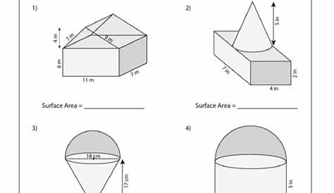 Surface Area - Compound Shapes Worksheet printable pdf download