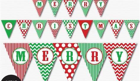 Christmas Banner Printable Classic Colors Holiday Banner Merry