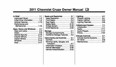 2011 chevy cruze owners manual