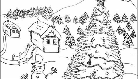 Pretty Christmas landscape - Christmas Kids Coloring Pages