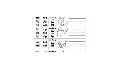 ig word family worksheets