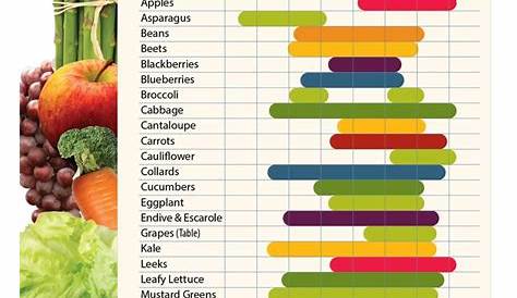 Fruits and vegetables typically grown in Ohio are listed below by month