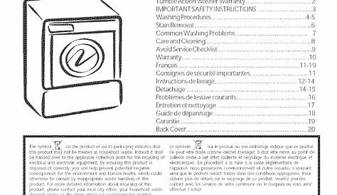 Frigidaire GLTF2940ES1 User Manual WASHER Manuals And Guides L0520593