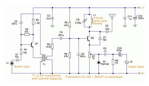 Simple TV Transmitter Circuit - ElectroSchematics.com