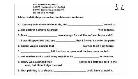 In 6th Grade Workbook Worksheet Indefinite Pronouns
