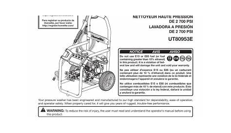 Homelite ut80953e 2700 PSI Pressure washer Owner Manual | Manualzz