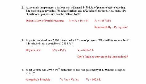 mixed gas laws worksheet