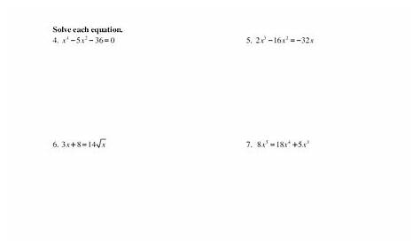 solving polynomial equations worksheets