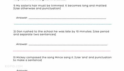 run on sentence practice worksheet