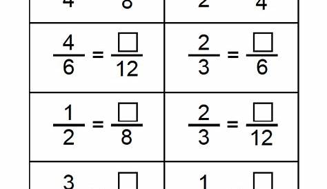 equal fractions worksheet