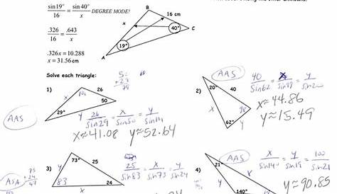 law of sine worksheets answers