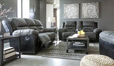 Signature Design by Ashley Earhart Manual Reclining Sofa in Slate | NFM