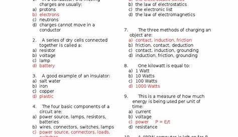 math practice 2-electricity worksheet answers