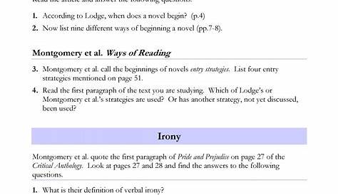 irony worksheets with answers