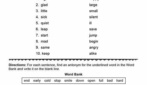 Get Synonyms Worksheet 2Nd Grade PNG
