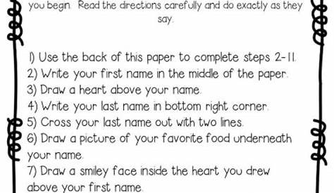 15 Best Images of Following Directions Activity Worksheet - Following