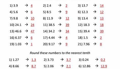 rounding to the nearest tenth worksheets