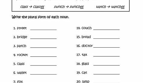 singular and plural nouns printable worksheets