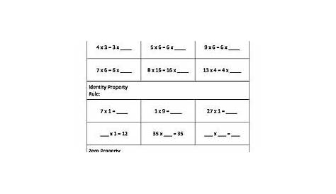 multiplication properties worksheet 3rd grade
