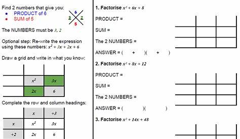 Factorising Quadratics Worksheet With Answers Tes - Charles Lanier's