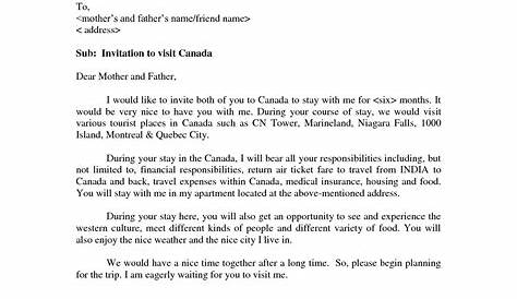 sponsor letter for canada visitor visa sample