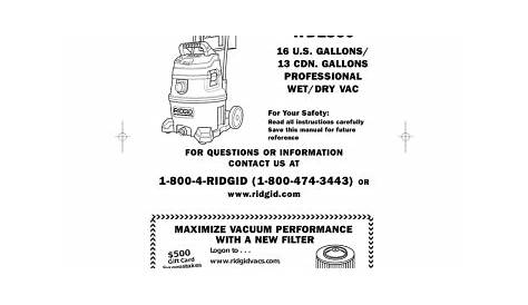 ridgid wd19560 owner's manual