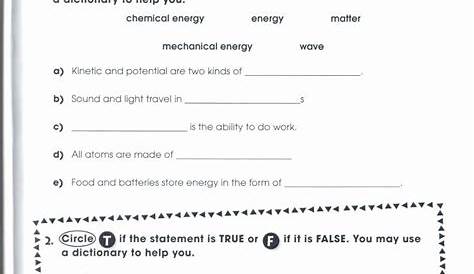 energy worksheets answers