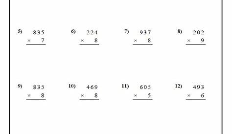 Multiply 3 digits by 1 digit worksheet