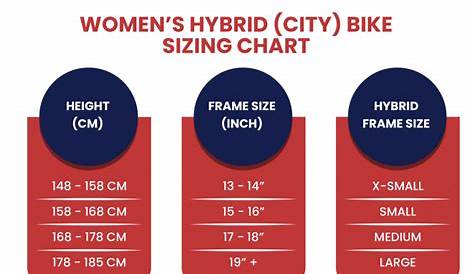 women's hybrid bike size chart
