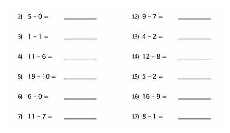 Subtraction Facts Practice Worksheet (Set 1) – Childrens Educational