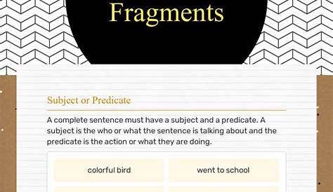 Sentence& Fragments | Interactive Worksheet by Kim Rust | Wizer.me