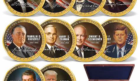 The 10 Greatest Presidents in Color Coin Set | Gold-Layered | Gold | American Mint