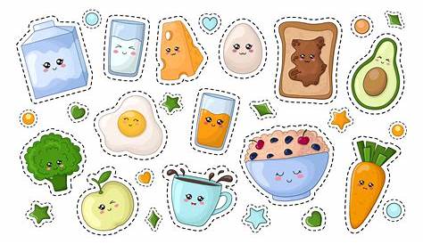 Cute vector kawaii food - Stickers (355109) | Illustrations | Design