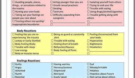 healing from trauma worksheets