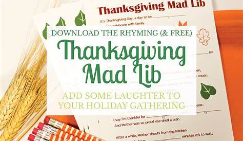Free Printable Thanksgiving Mad Libs - Free Printable