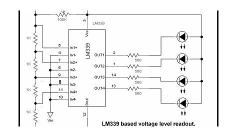 LM339 based 4-bit voltage indicator | Electronic circuit design