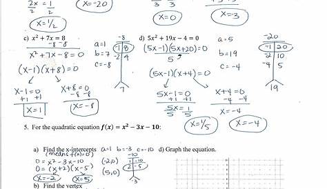 graphing quadratic equations worksheets