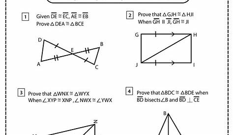 triangle congruence theorem worksheets
