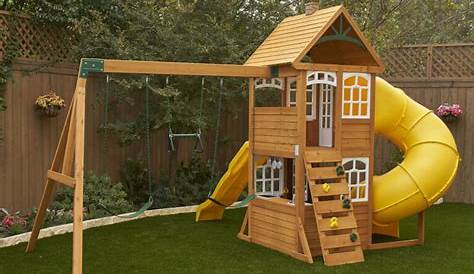 KidKraft - Castlewood Wooden Swing Set / Playset with Clubhouse
