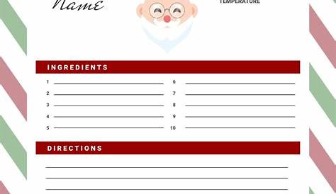 10 Best Editable Printable Recipe Card Template Christmas PDF for Free