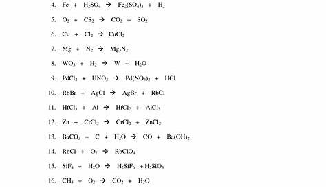 Chemistry Balancing Equations Worksheet Key - Balancing Chemical