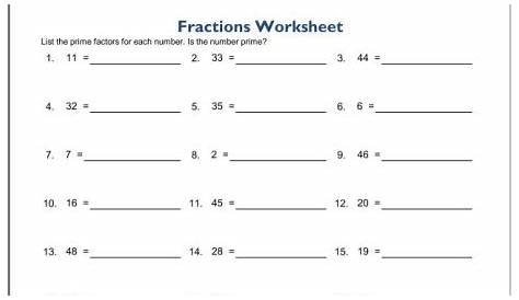 prime factors worksheets