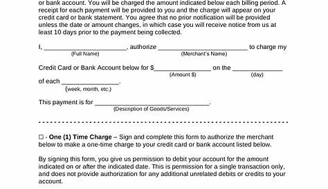 Free Credit Card (ACH) Authorization Forms (4) | Sample - PDF | Word
