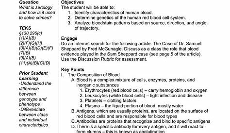 forensic science serology worksheet